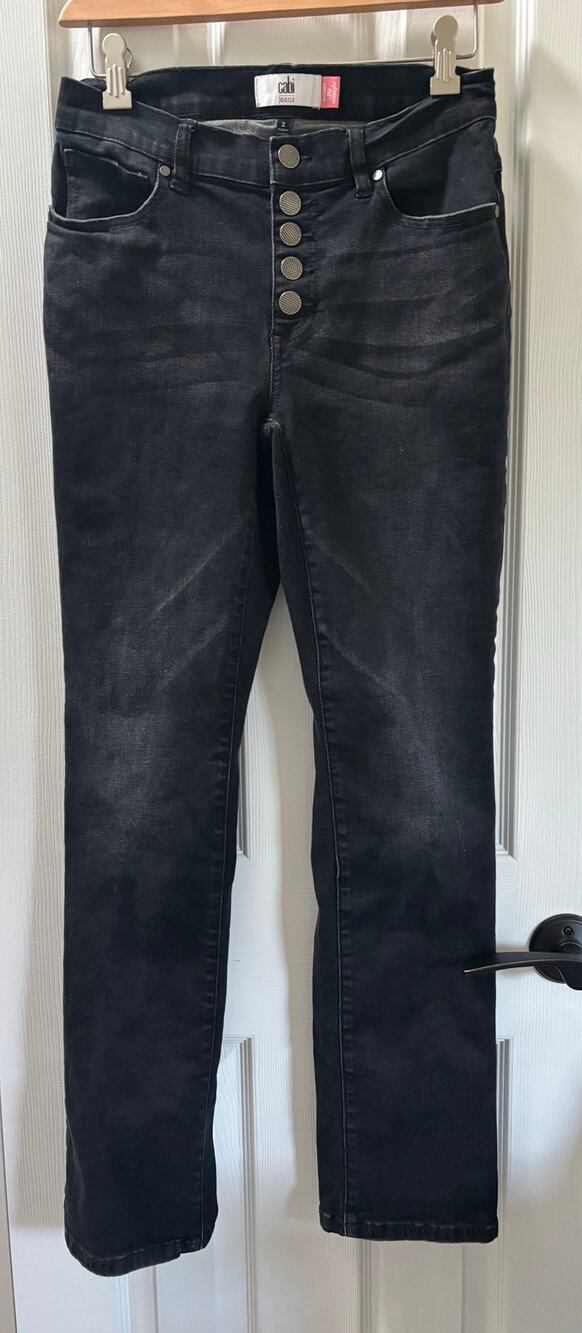 Cabi Jeans Button Fly Straight Black Wash Size 2 Denim Pants